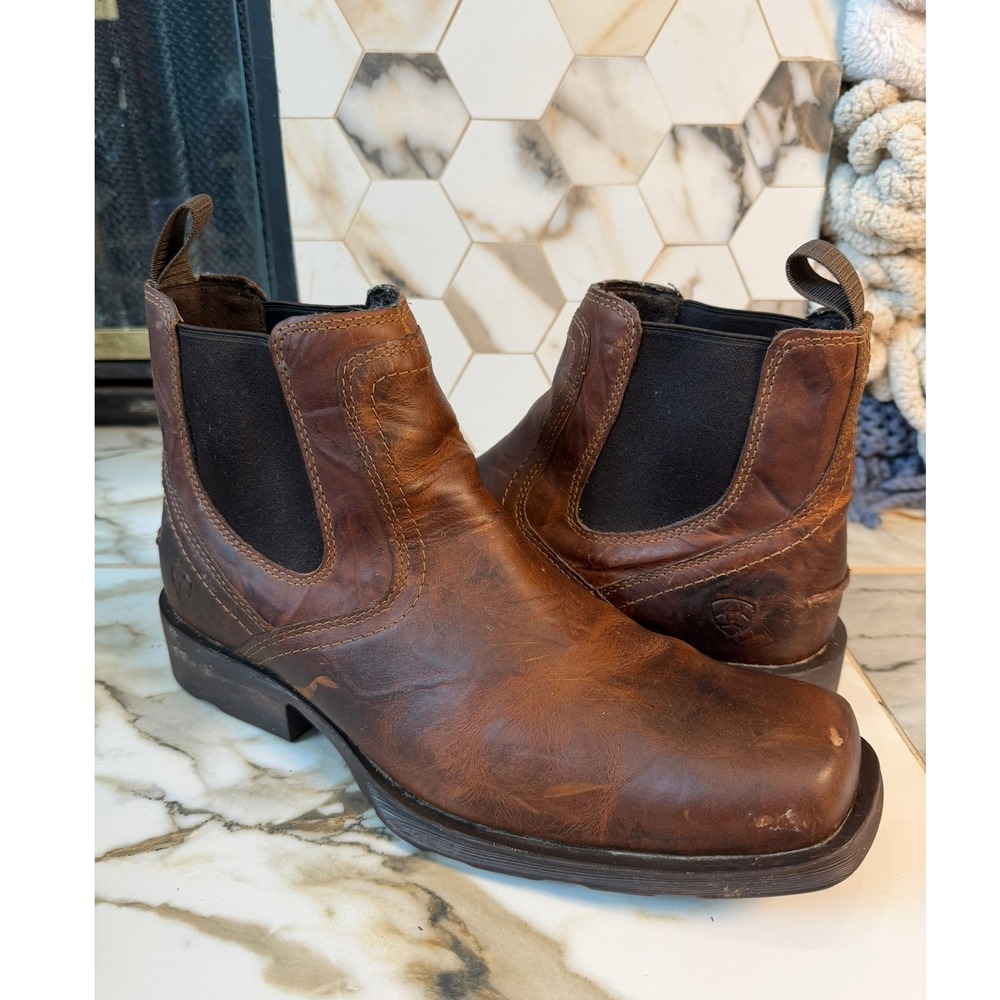 Ariat Midtown Rambler Boots Mens 13 Brown Leather Chelsea Square Toe Cowboy Barn
